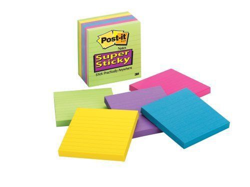 Post-it Super Sticky Lined Jewel Pop Coll Notes - Self-adhesive - 4&#034; (6756ssuc)