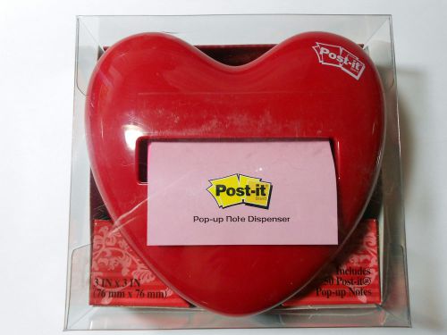 Post-it red heart pop-up note dispenser with 3&#034;x3&#034; pop-up notes - new! for sale