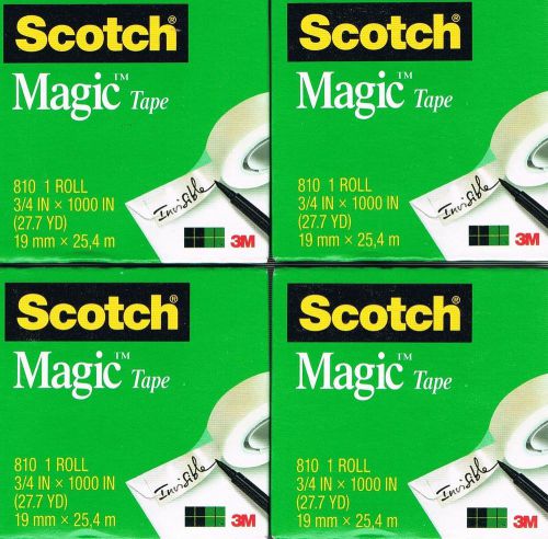 4 Packs Scotch® 810 Magic Tape Refill Rolls 3/4&#034; x 27.7 yds, 1&#034; Core