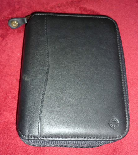 Franklin covey compact planner organizer binde black full grain nappa leather for sale