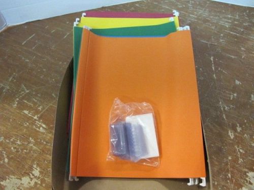 SKILCRAFT 3161639 HANGING LETTER SIZE FILE FOLDERS ASST COLORS BOX 25 CLEAR TAB