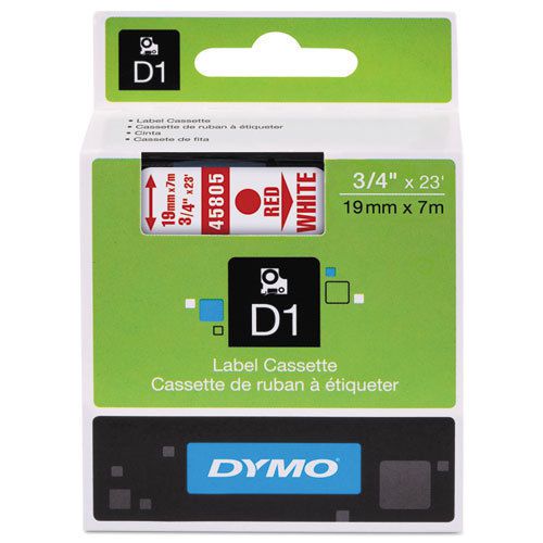 D1 Standard Tape Cartridge for Dymo Label Makers, 3/4in x 23ft, Red on White