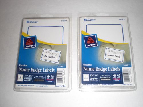 AVERY 5133 NAME BADGE LABELS  LOT OF 2 ( 40 labels )