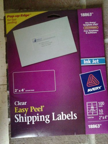 AVERY Easy Peel Clear Shipping Labels For Inkjet Printers 2 X 4 Pack 18663