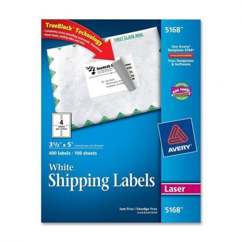 OB AVERY 5168 White Shipping Lables 3 1/2&#034; X 5&#034; 100 sheets 4 labels per sheet