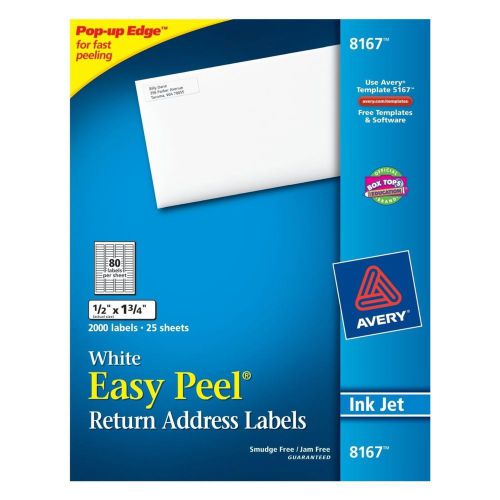 Avery Shipping Labels Ink Jet .5 x 1.75 Inches, White, Pack of 2000 MPN 8167