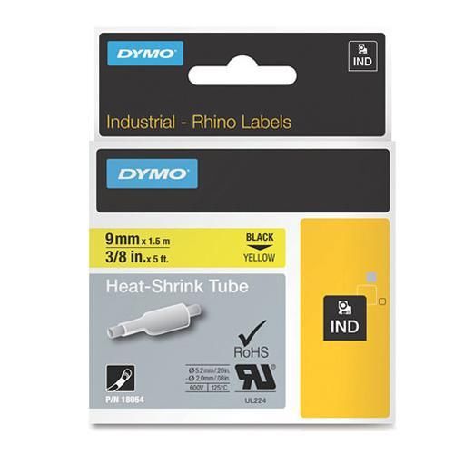 Dymo Rhino 3/8&#034; Heat Shrink Tubes, 5&#039; Roll, Yellow #18054