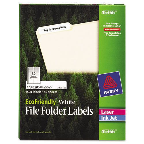 EcoFriendly Labels, 2/3 x 3-7/16, White, 1500/Pack