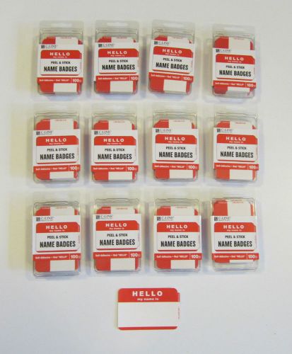 1200 RED &#034;HELLO MY NAME IS&#034; NAME TAGS LABELS BADGES STICKERS PEEL STICK ADHESIVE