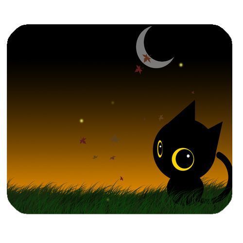 New anti slip mouse pad black hallow cat design for sale