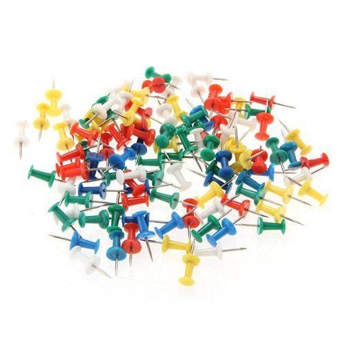 GIFT 100pcs Coloured Push Pin Drawing Map Pins Notice Office School