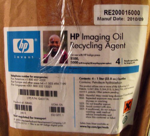 4 bottles of hp q4311a indigo recycling agent digital press 3550 5500 for sale