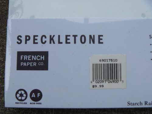 French Paper Co Speckletone “Starch Rain” 100 lb Cover paper pale blue gray 50pg