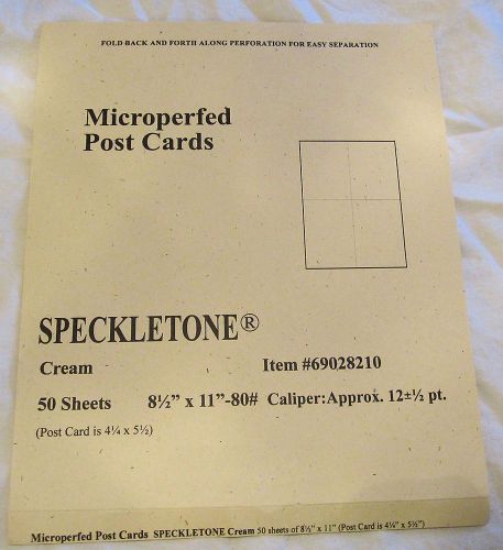 Microperforated Post Cards Speckletone Cream 35 Sheets 8 1/2 x 11  4 cards/sheet