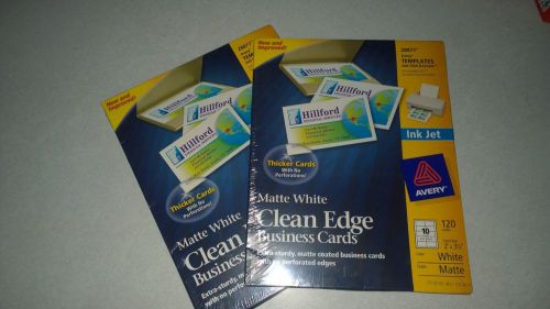 2 PKS AVERY 28877 WHITE MATTE  CLEAN EDGE 240 PRINTABLE BUISNESS CARDS NEW