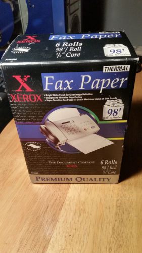 XEROX THERMAL FAX PAPER 6 ROLLS 98&#039; 1/2&#034; CORE PREMIUM QUALITY PTH0986
