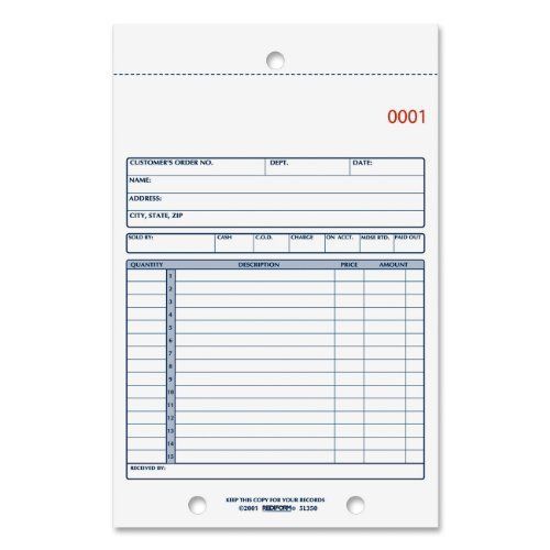 Rediform 3-part Carbonless Sales Form - 50 Sheet[s] - Stapled - 2 Part - (5l350)