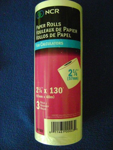 Lot OF 3 New in Shrink Wrap NCR Paper Rolls for Calculators, 2 1/4&#034; x 130&#039;