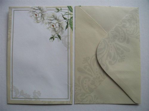 Coloured Envelopes C6 White Roses Rosette,10 for Writing Note Pad Invites