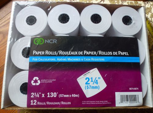 NCR Recycled Calculator &amp; Cash Register Paper Rolls - Lot of 12 ( 2 1/4&#034;x 130&#039; )