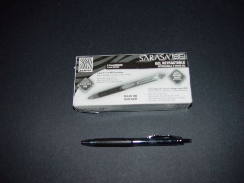 Zebra Sarasa SE Gel Retracable Pens Black .7mm Medium 12 Pack Rapid Dry