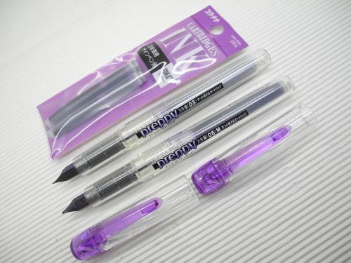 Violet Platinum Preppy 0.3mm&amp;0.5mm Stainless Fountain Pen w/cap free 4 cartridge