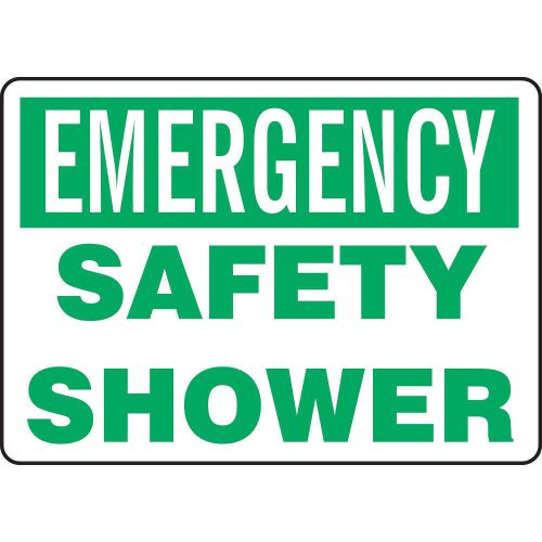 Safety shower sign, 10 x 14in, grn/wht, eng mfsd919vp for sale