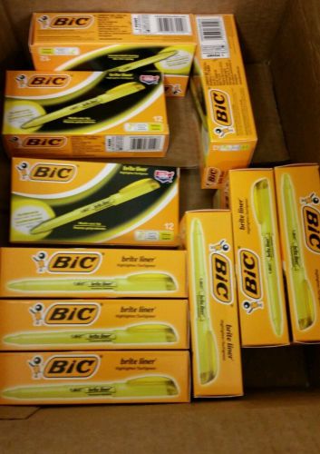 BIC Brite Liner Highlighter - Chisel Point - Fluorescent Yellow Ink -10pks of 12