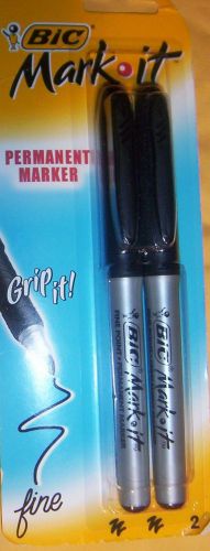 Bic Mark-It Permanent Marker, Fine Point, Black, 2 Markers (1 Pack)