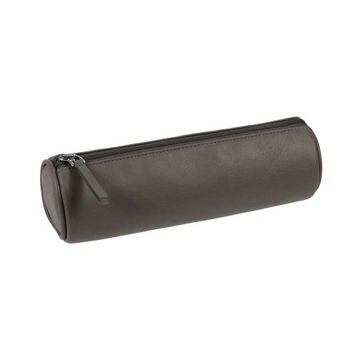 Round pencil holder - Dark Grey - Smooth Calfskin - Leather
