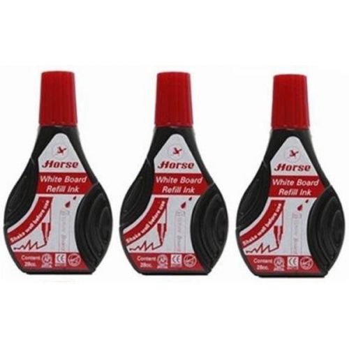 3 Pieces Horse Red color Pen Liquid Tint Refill Whiteboard ink 28 cc Per Each