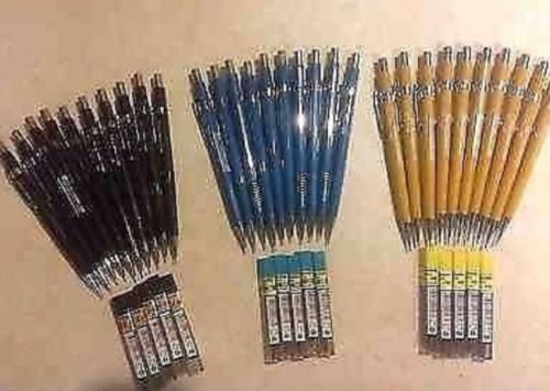 Pentel Automatic Pencil P205A, P207C, P209G (11 each) 33 Pencils + 15 Refills
