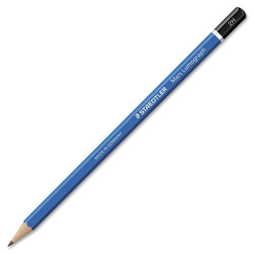 Staedtler 1002H Mars Lumograph Pencil - 2h Pencil Grade - Blue Barrel - 1 Dozen