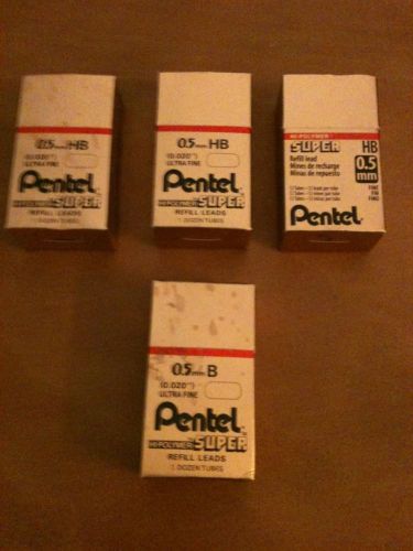 4 boxes of 12 tubes pentel super hi-polymer refill lead for sale
