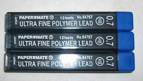 Papermate - 64767  Polymer Lead Refill, 0.7 MM, UltraFine - 3/Tubes