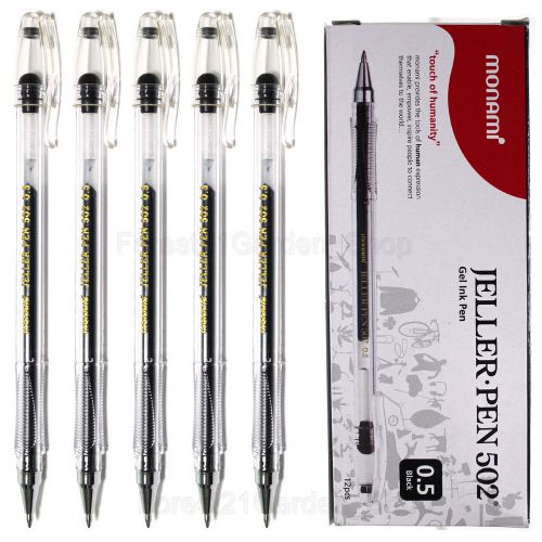 x 12 Monami Jeller pen,Gel ink Roller Ball Pen - Black 12 Pcs