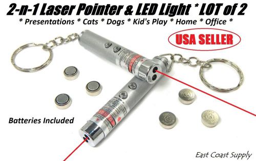 2x Mini 2 in1 Keychain Lighting LED Torch Lamp Red Laser Pointer Pen Cat Pet Toy