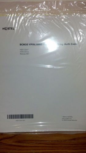 Sealed BCM50 VPIN/AMIS Msg Networking Auth Code