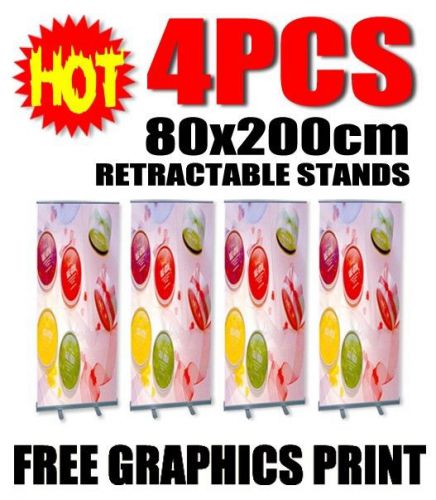 4 SET 80x200CM ROLL UP STAND ADVERTISING BANNER DISPLAY + FREE PRINT+FREE DESIGN