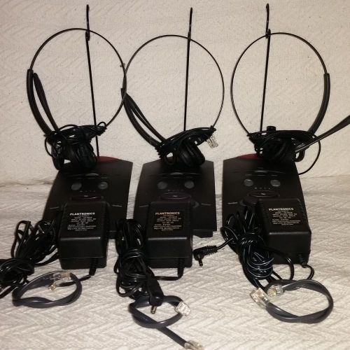 Lot of 3 Plantronics S10 Handsfree Headset System- Complete Units