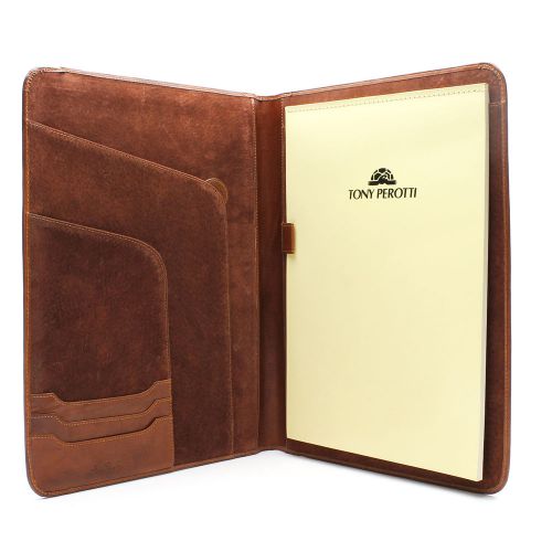 Tony Perotti Ultimo Padfolio Italian Leather Writing Portfolio Pad Case Cognac