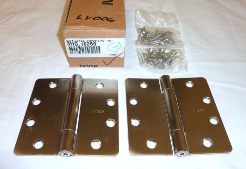 2 ives 3cb1 4.5&#034; x 4.5&#034; us15 rc 1/4&#034; brass full mortise butt hinges satin nickel for sale