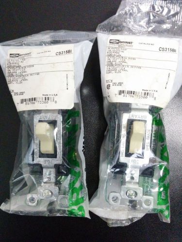 (2 pc) Bryant Hubbell Toggle Switch 3-Way 15A Commercial Grade Ivory CS315-BI