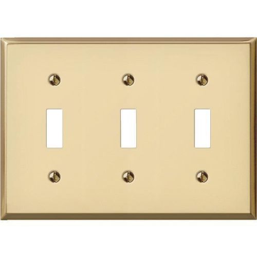 Polished brass stamped switch wall plate-brs 3-toggle wall plate for sale