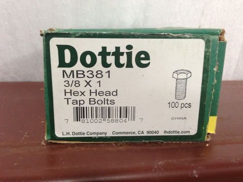 Dottie # MB381 3/8&#034; x 1&#034; Hex Head Tap Bolts Zinc Plated  ***Lot of 100*** (NEW)