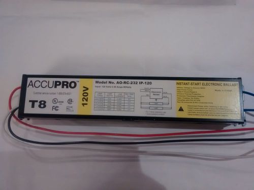 Accu pro 120 volts t8 instant-start electronics ballast ao-rc-232 ip-120 for sale