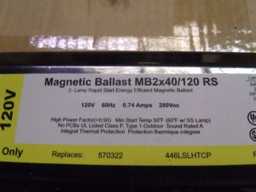 Brand new sylvania magnetic ballast mb2x40/120 rs for sale