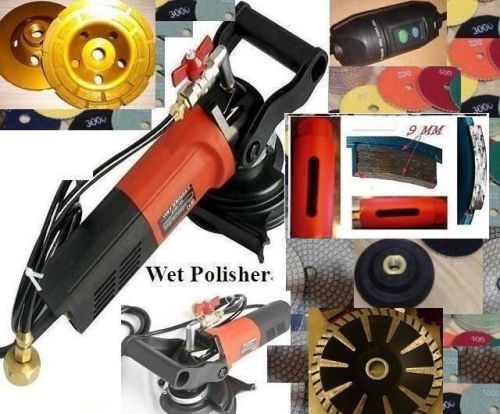 Wet Variable Speed Polisher Convex Blade Cup Core Bit Stone Concrete 35 Pad