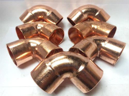 7 piece lot 2&#034; x 2&#034; copper elbow 90 degree nibco plumbing fittings for sale