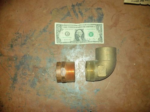 2&#034; Copper x Male wrot Adapter &amp; 2&#034; cast Copper x Male elbow (lot of 2 Adapters)